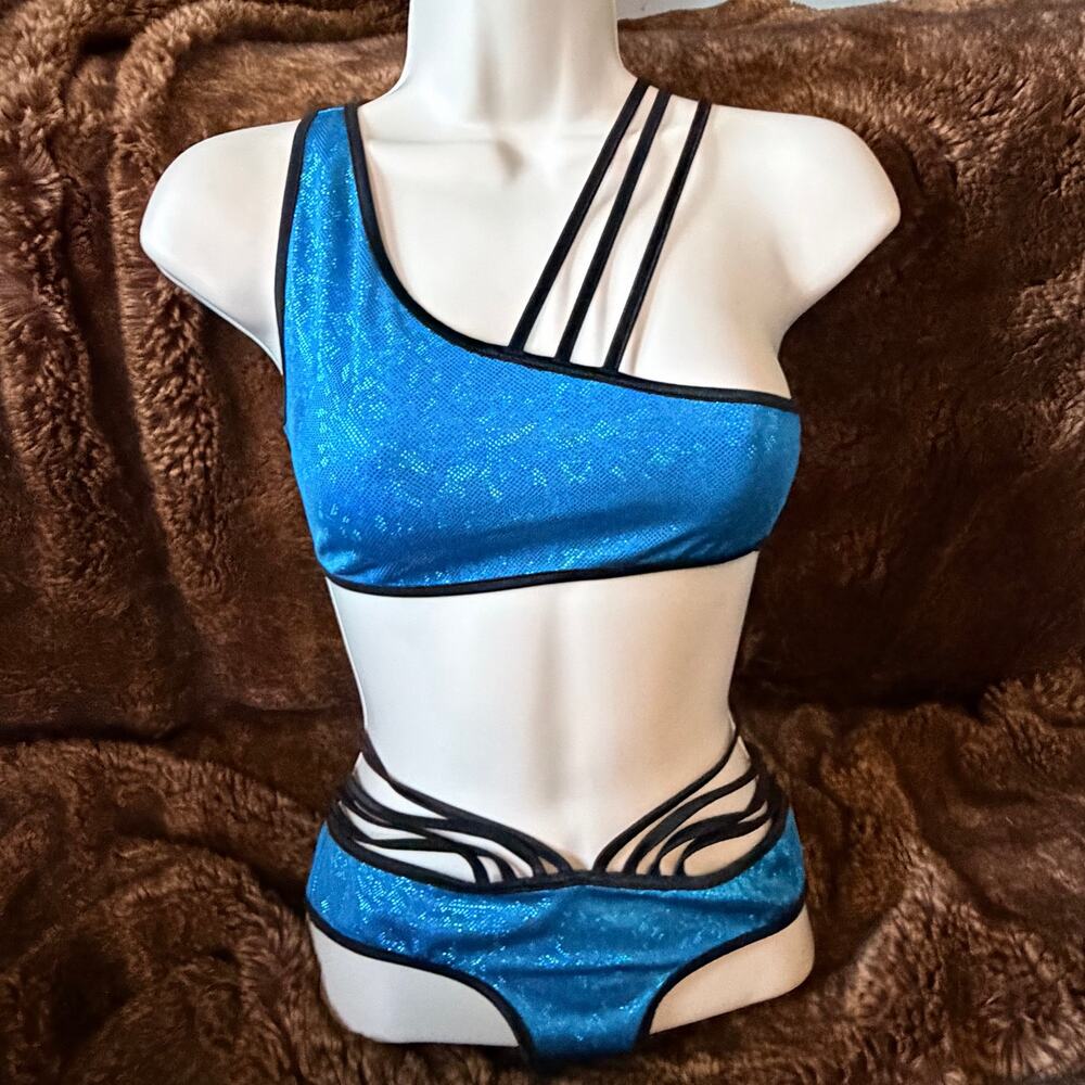 Bodyshotz One Size Holographic 2pc Posing Suit Bodybuilding Fitness Rave Dance